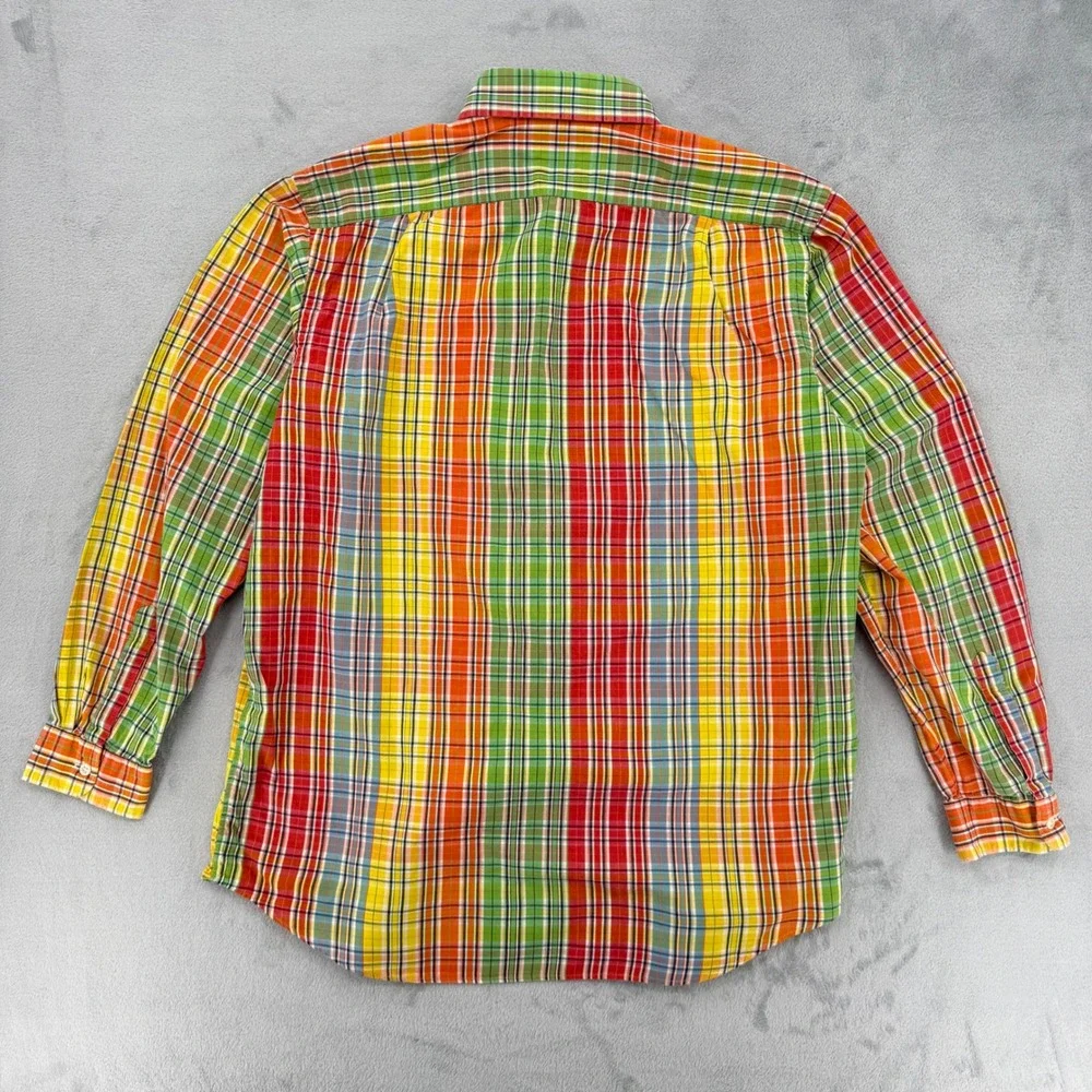 Vintage Polo Ralph‎ Lauren Westerton Mens Madras Plaid Button Down Shirt Size L